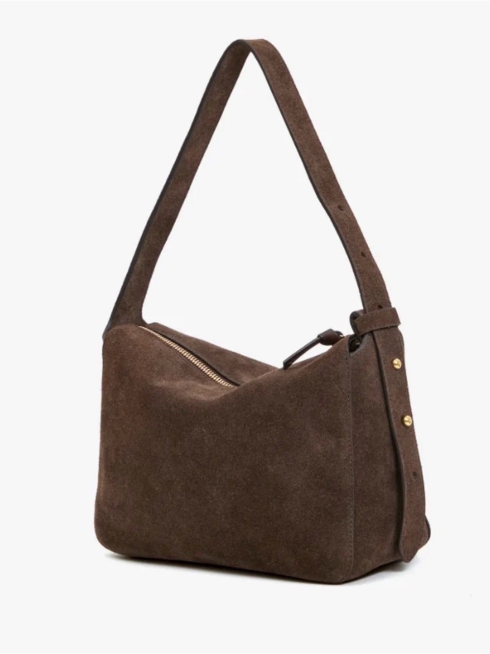 Clare V Brown Suede Shoulder Bag with Gold Hardware - Picture 2 of 11
